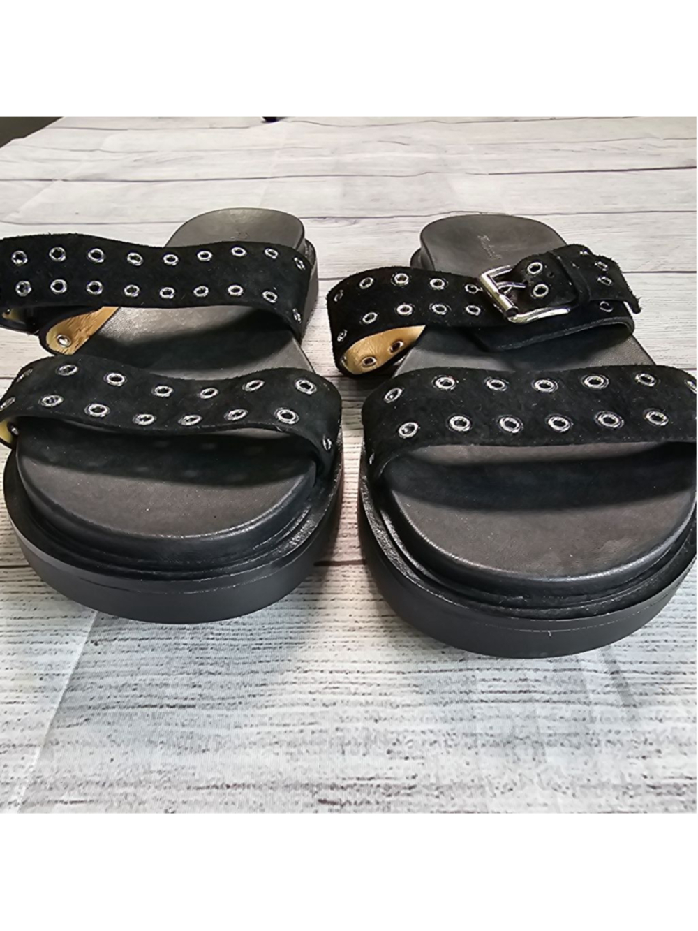 Madewell sz 9 black chunky buckle sandals - Picture 5 of 6